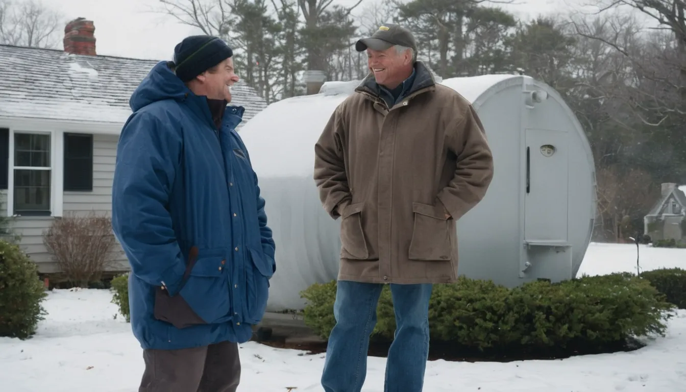 A septic tank access lid in a snowy yard near a Washington home